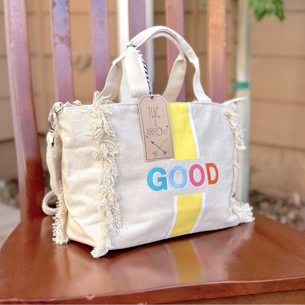 Good Vibes Twig & Arrow Canvas Tote Bag - NWT